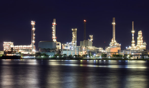 Landscape of river and oil refinery factory