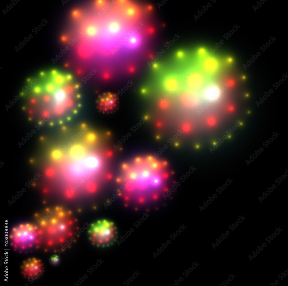 Poster abstract background colorful glittering ball of light.
