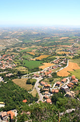 Fototapeta na wymiar Beautiful Italian landscape. View from San Marino