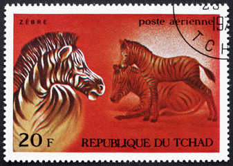 Postage stamp Chad 1972 Zebras, African Wild Animals