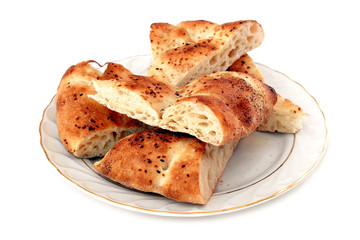 Bread plate, sliced pitas