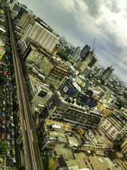 The cityscape- cityscape with heavy vignette.