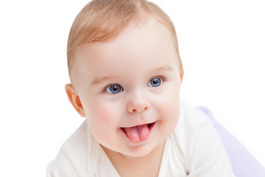 Portrait of cute blue-eyed baby