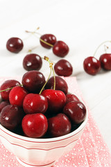 Bowl Of Fresh Ripe Red Cherries