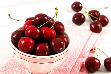 Fresh Red Cherries In A Bowl