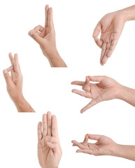 Hand gestures - Hindu / Buddhist - isolated on white - set 2