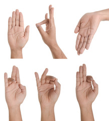 Hand gestures - Hindu / Buddhist - isolated on white - set 1