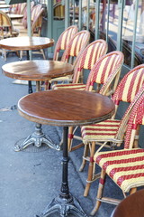 tables and chairs outside the bistro