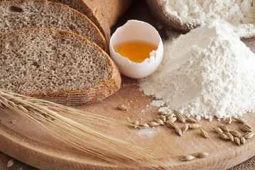 ingredients for the baking of bread