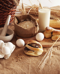 ingredients for the baking of bread
