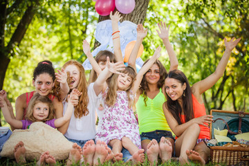 girlfriends on picnic in park
