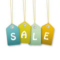 Colourful hanging sales tags