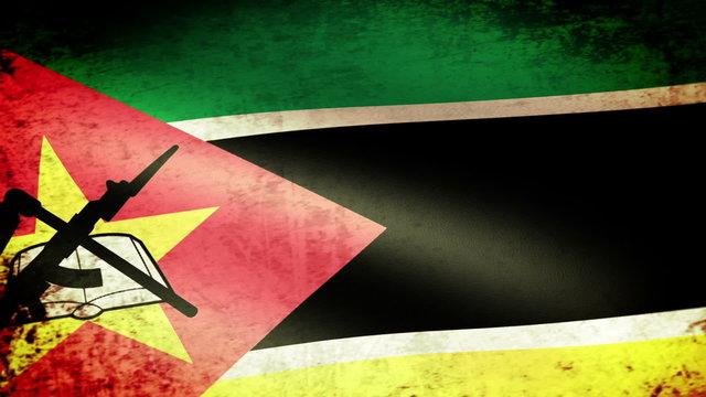 Mozambique Flag Waving, grunge look