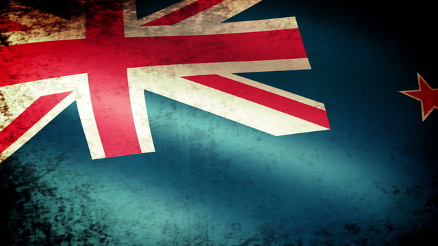 New Zealand Flag Waving, grunge look