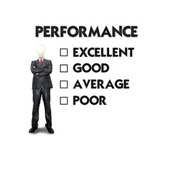 Customer service evaluation form with business man selecting the