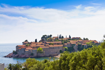 Famous Sveti Stefan is a small islet and Luxury hotel resort