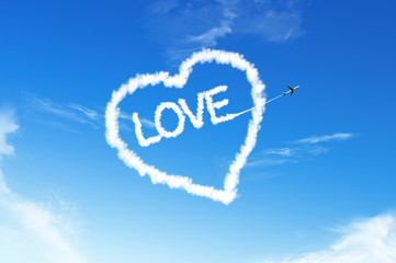 LOVE HEART cloud on the blue sky