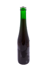 Bottle of special dark beer isolated on white
