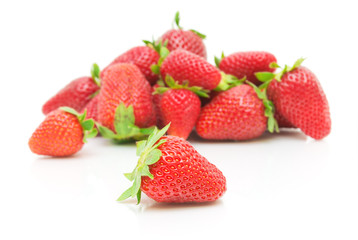 Strawberries on white background close-up