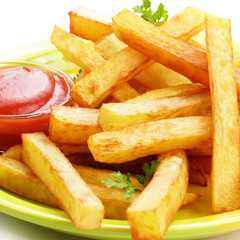 French fries with ketchup