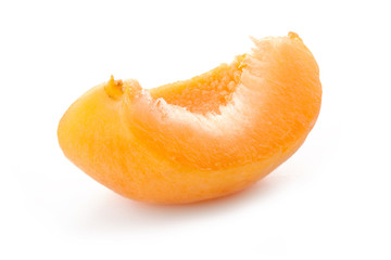 Slice apricots, isolated on white background