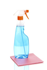 Cellulose sponges and spray isolated on white