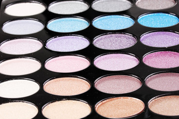 Bright eye shadows close-up