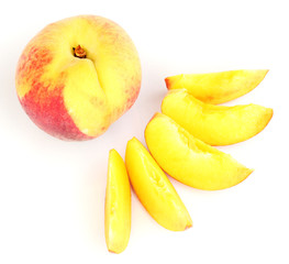 ripe peach isolated on white.