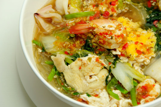 Thai Style Sukiyaki Soup with Pork and Seafood