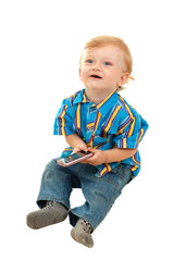 baby boy with mobile