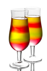 fruit jelly in glasses isolated on white