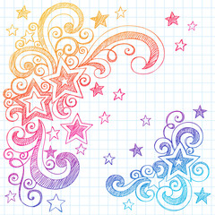 Shooting Stars Sketchy Doodle Back to School Vector Design
