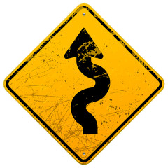 Vintage winding roadsign