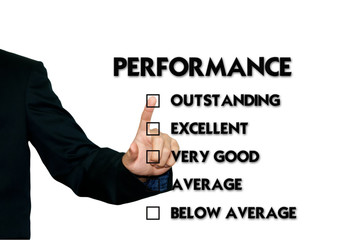 Business man selecting evaluation form, performance
