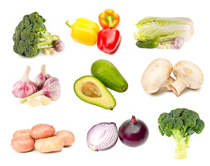 a set of fresh vegetables