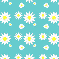 Seamless pattern with chamomiles