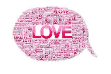 LOVE valentine Word collage on white background