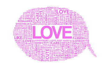 LOVE valentine Word collage on white background