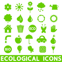 A set of green ecological icons - obrazy, fototapety, plakaty