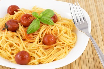 italian pasta with tomato and basil