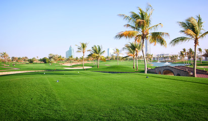 Landscape of green golf course