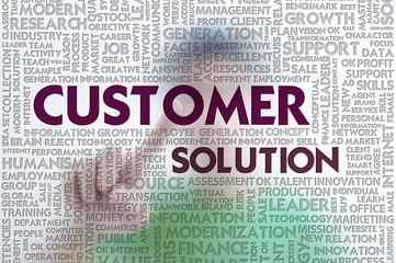 Human finger pressing business word on screen background