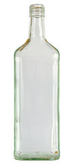 Close up of a empty vodka glass bottle isolated on white