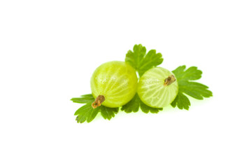 Gooseberries isolated on white.