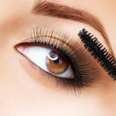 Makeup. Make-up. Applying Mascara. Long Eyelashes
