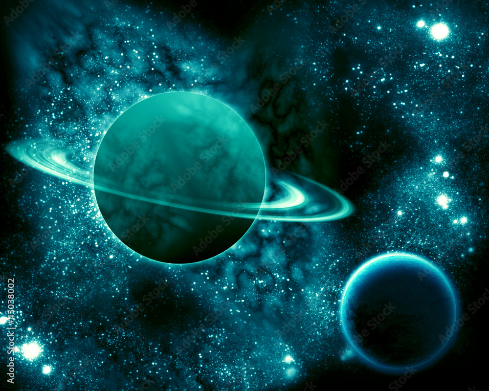 Wall mural saturn in the universe and earth