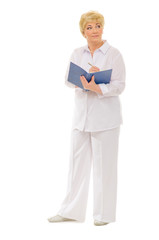 Senior woman with notebook