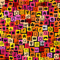 Modern color social media icons seamless texture