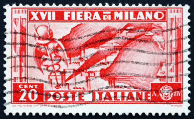 Postage stamp Italy 1936 shows Map of Italian Industries