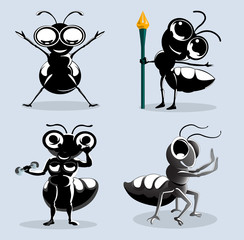 ants cartoon in various action